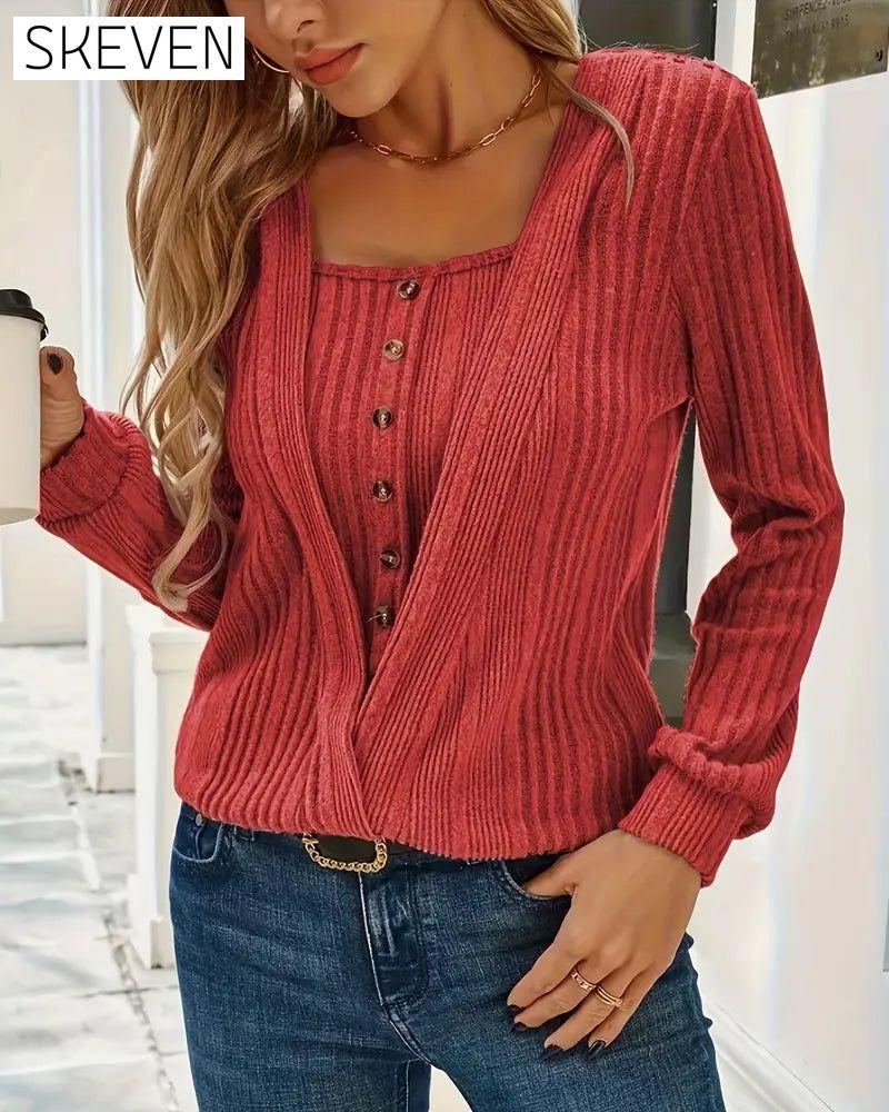 Zweiteiliger Strickpullover mit Fake-Optik