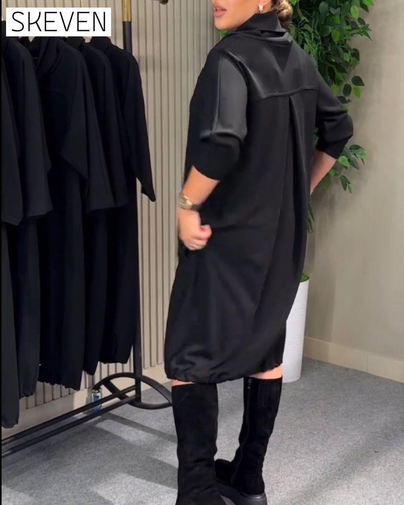 Stylish 3/4 Sleeve Cowl Neck Dress