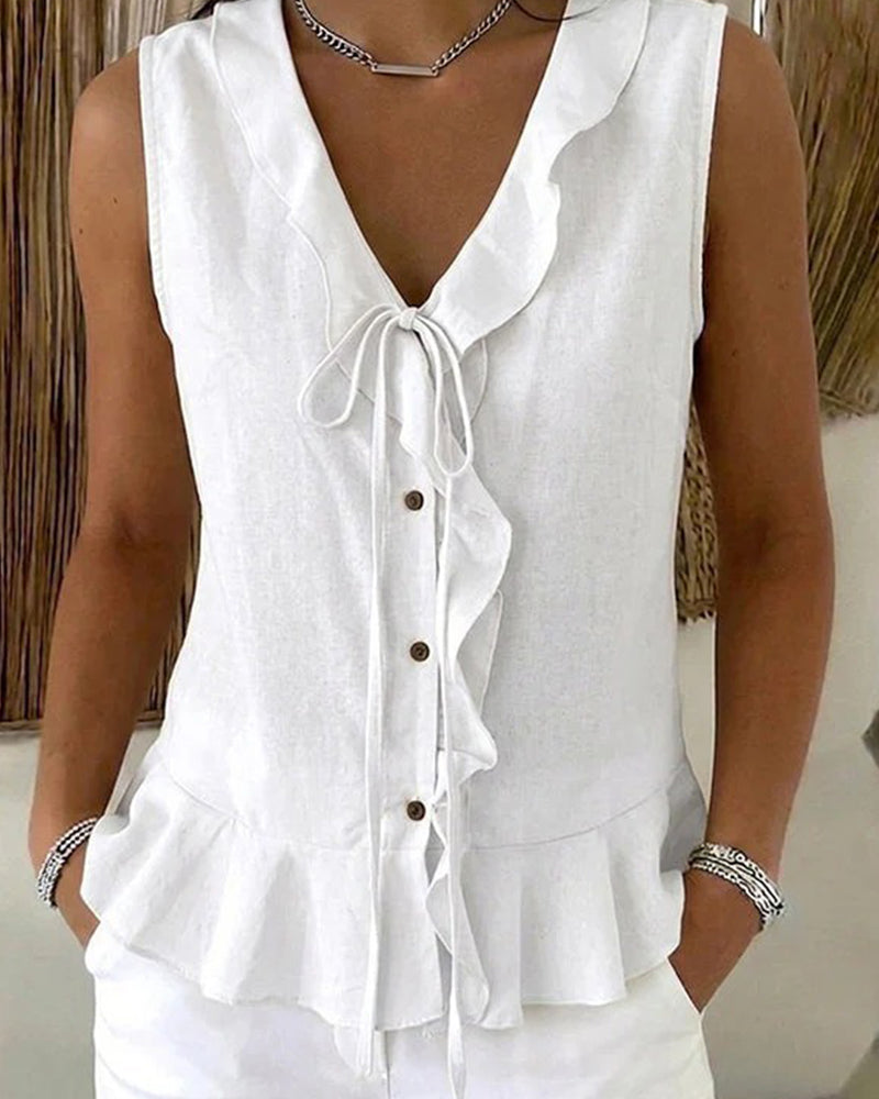 Ruffle Tie Sleeveless Tank Top