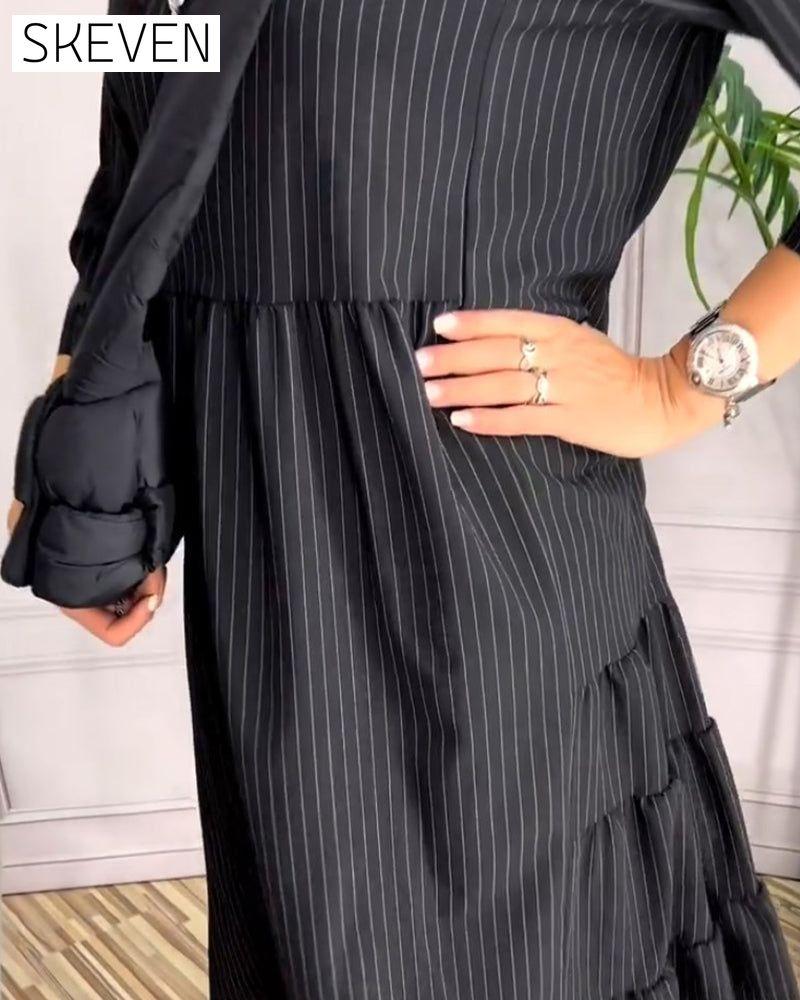 Simple pitted round neck dress