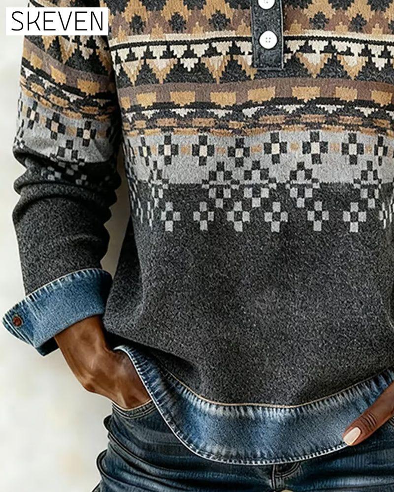 Langarm-Sweatshirt mit Knopfleiste