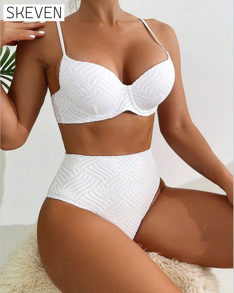 Sexy einfarbiger Push-Up-Bikini