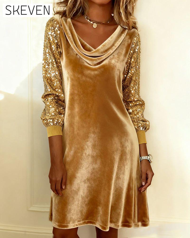 Elegant Velvet And Sequined Dress
