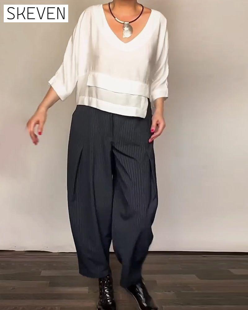 Retro-Streifen-Freizeithose