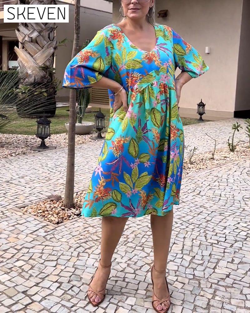 Freizeitkleid mit botanischem Muster