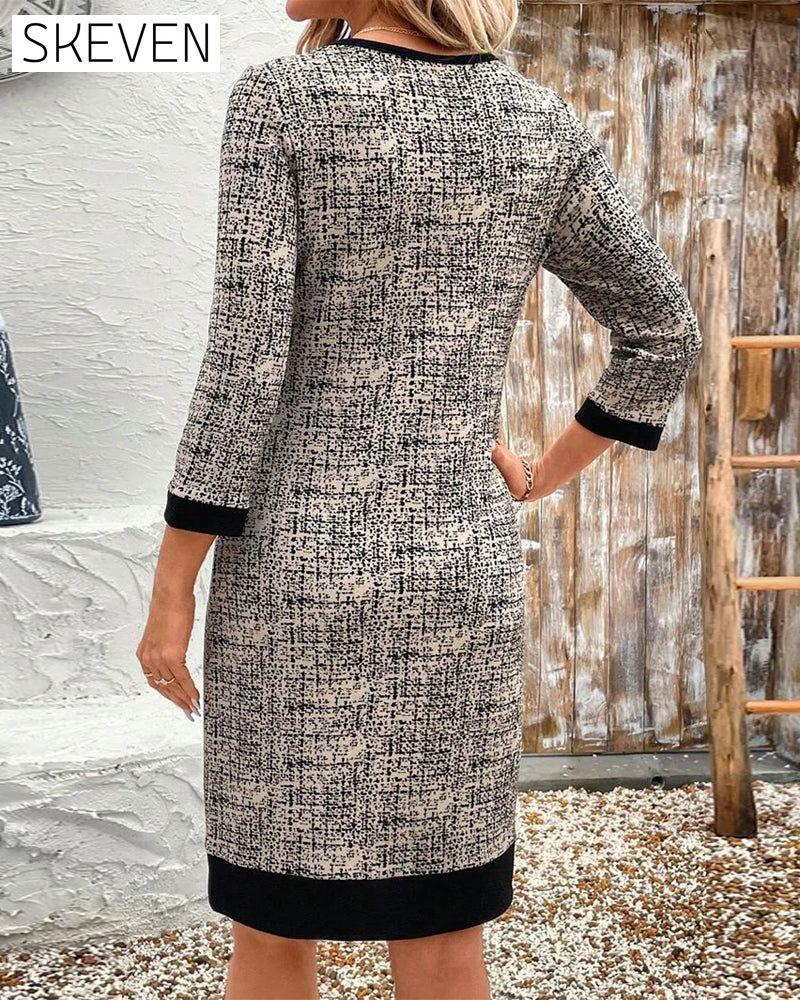 Casual Round Neck Slim Knee-Length Dress