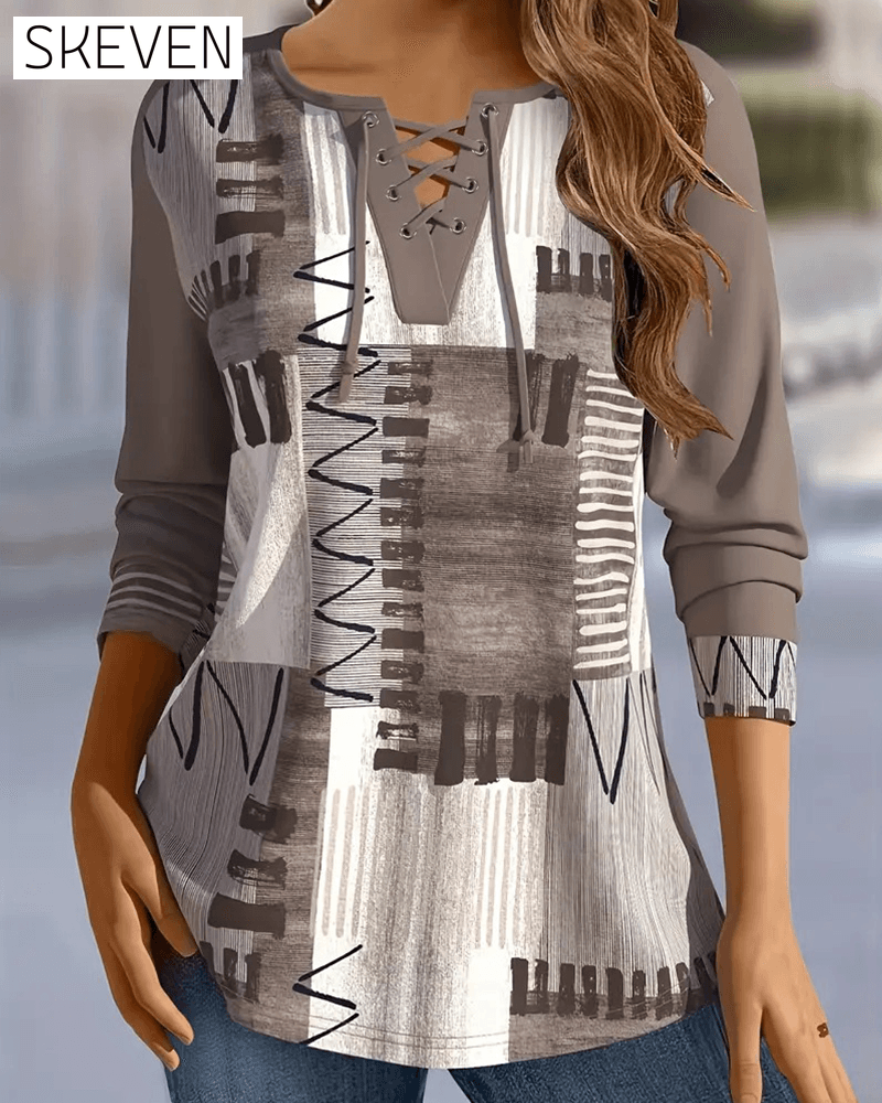 Stylish Criss-Cross Strap Plaid Print Top