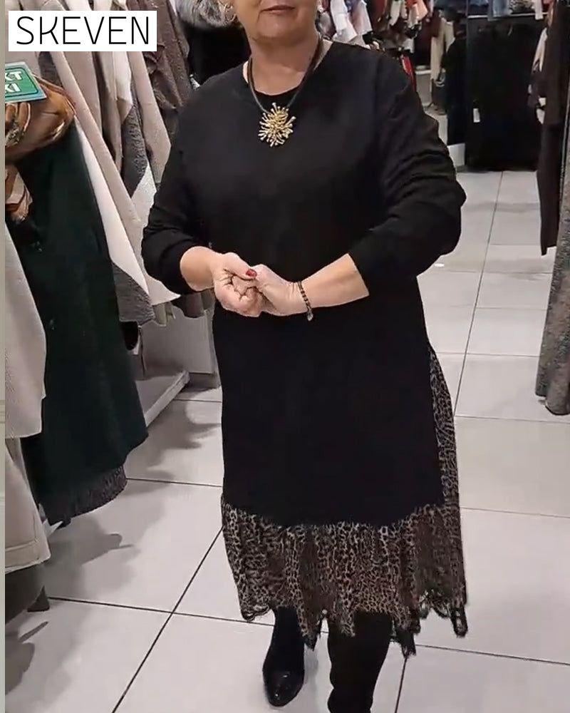 Robe ample grande taille à imprimé léopard