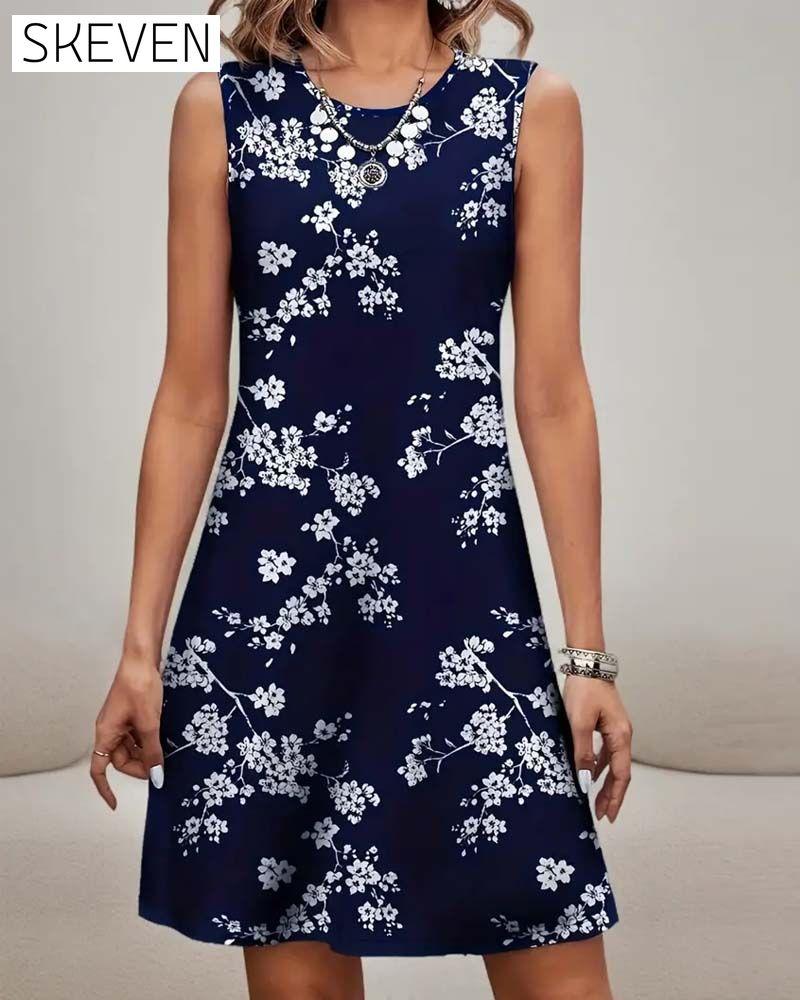 Robe imprimée moulante sans manches