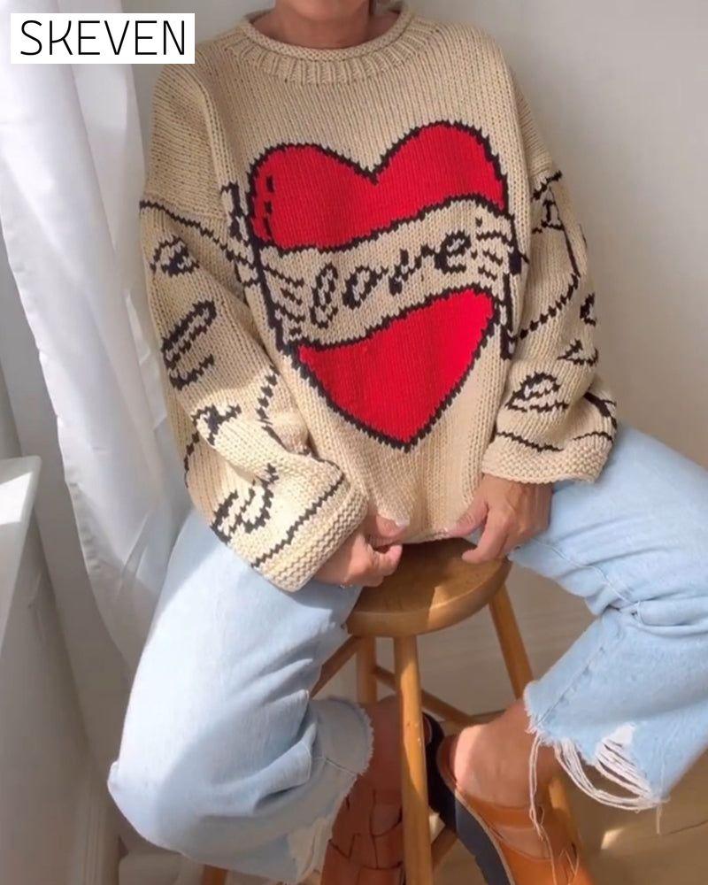 Love pattern casual sweater