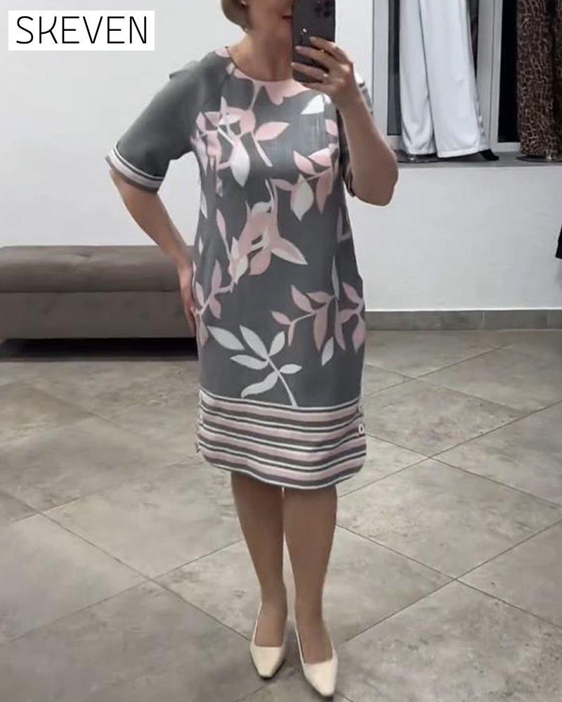robe décontractée à rayures de feuilles