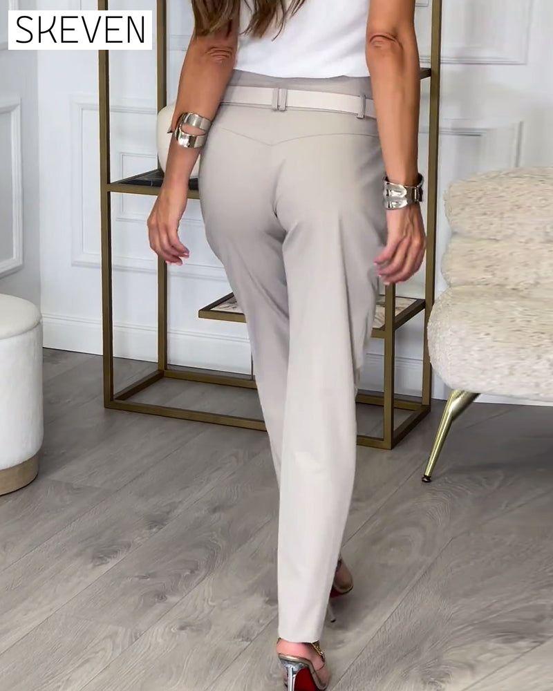 Fashionable solid color pocket irregular patchwork pants 2024 f/w pants spring
