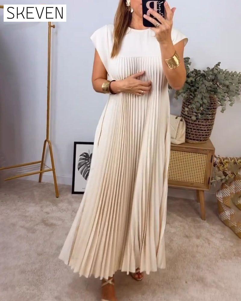 Sleeveless pleated simple solid color dress 2023 f/w 23BF casual dresses spring summer