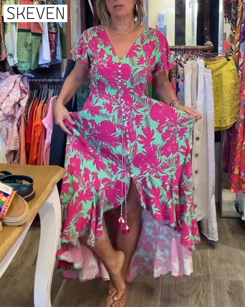 Bedrucktes Kurzarmkleid