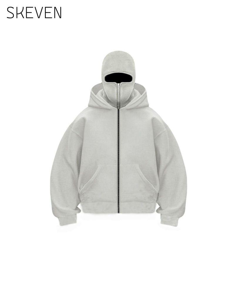 Unisex-Sweatshirt mit doppelter Kapuze und Reißverschluss