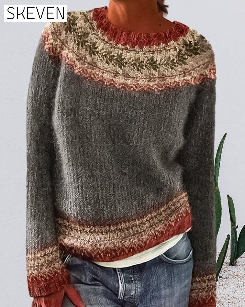 Colorblocked Round Neck Sweater 2023 f/w 23BF clothes Sweaters sweaters & cardigans Tops/Blouses