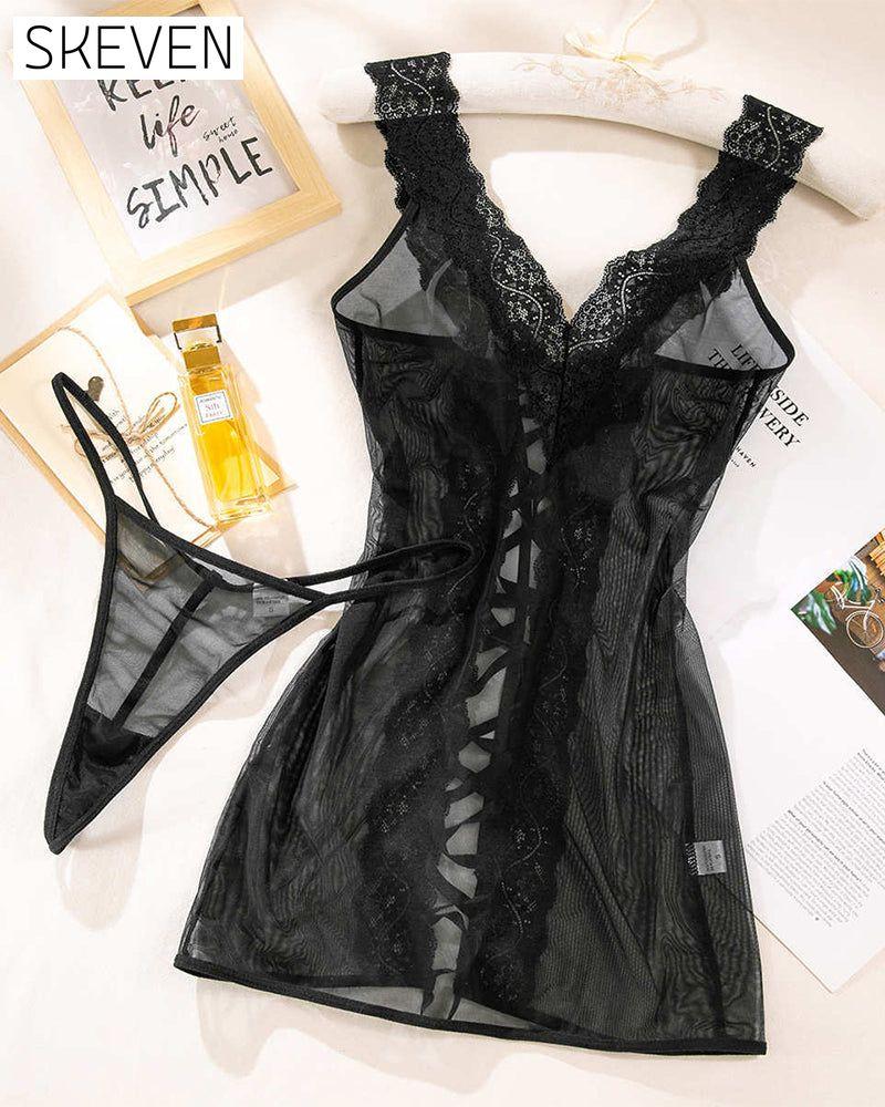 Sexy Strappy Lace Nightgown