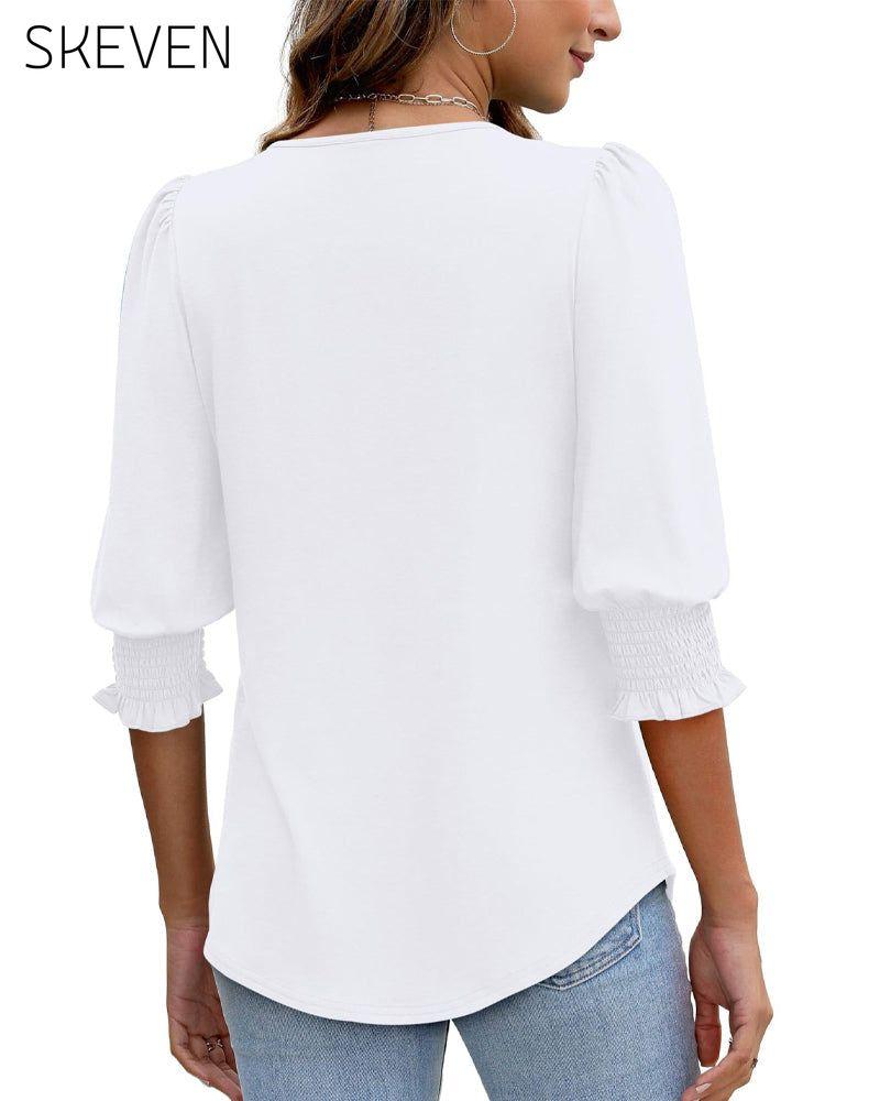 Puff Sleeve Printed Blouse
