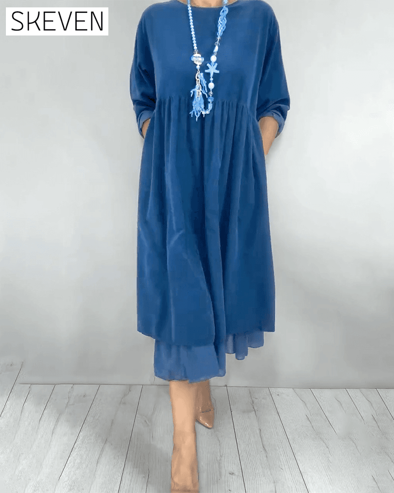 Double-Layer Loose Mesh Patchwork Dress