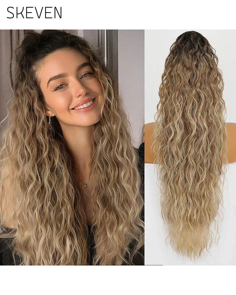 Extension de cheveux bouclés, ondulés et frisés avec queue de cheval