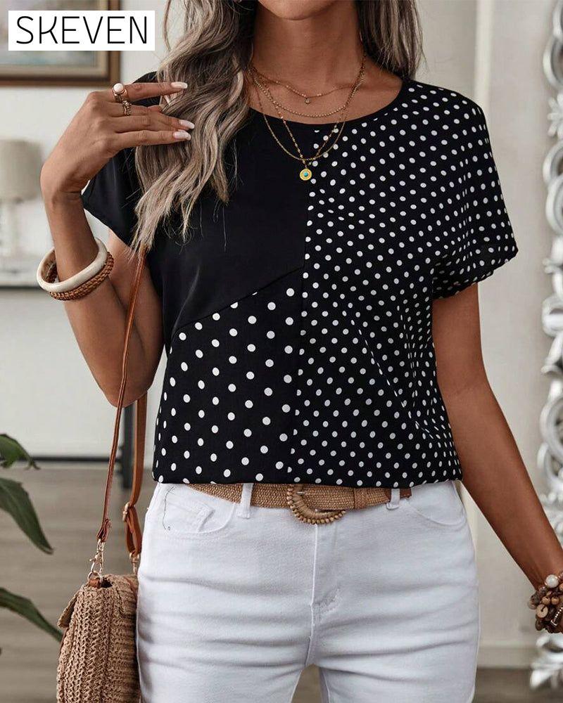 Round Neck Polka Dot Print T-Shirt