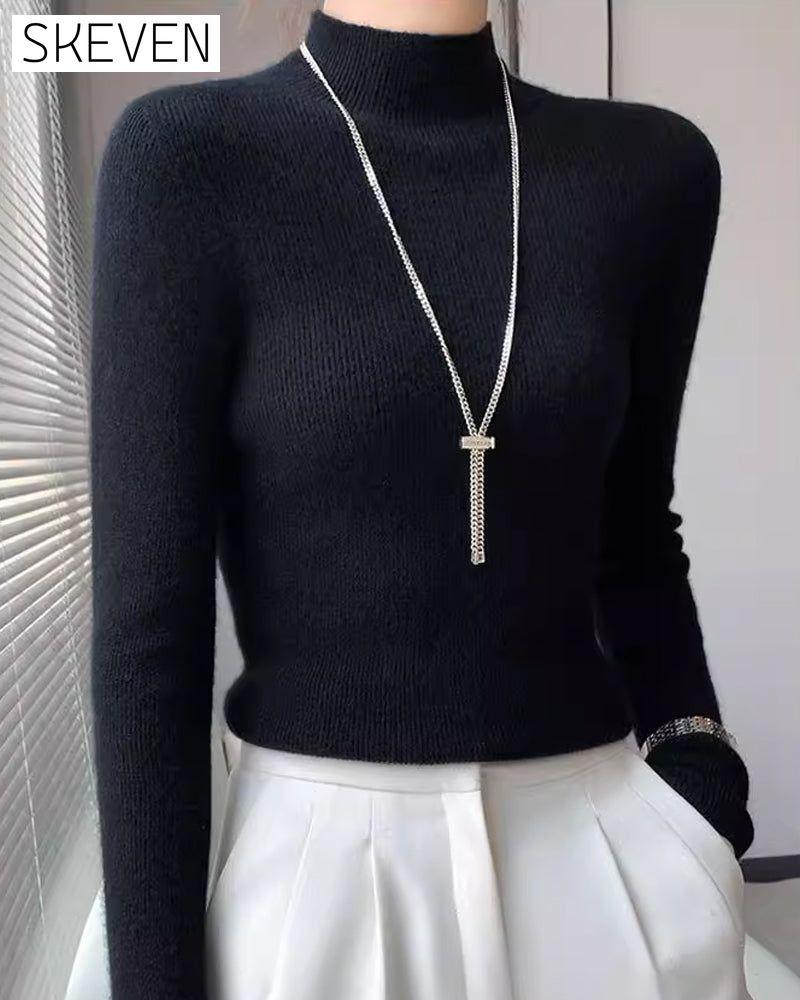 Half-High Neck Knitted Sweater
