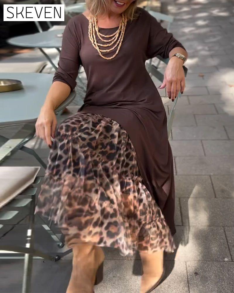 Robe asymétrique unie à manches longues