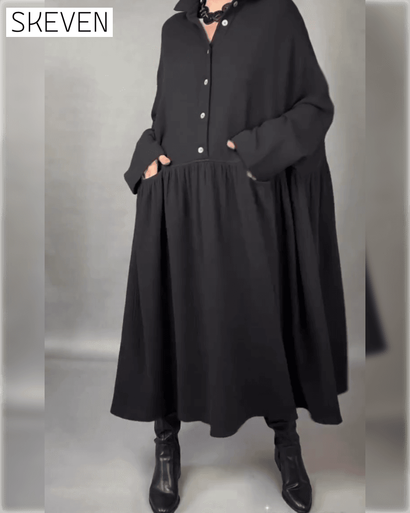 Oversized-Kleid in A-Linie mit Reversknopf