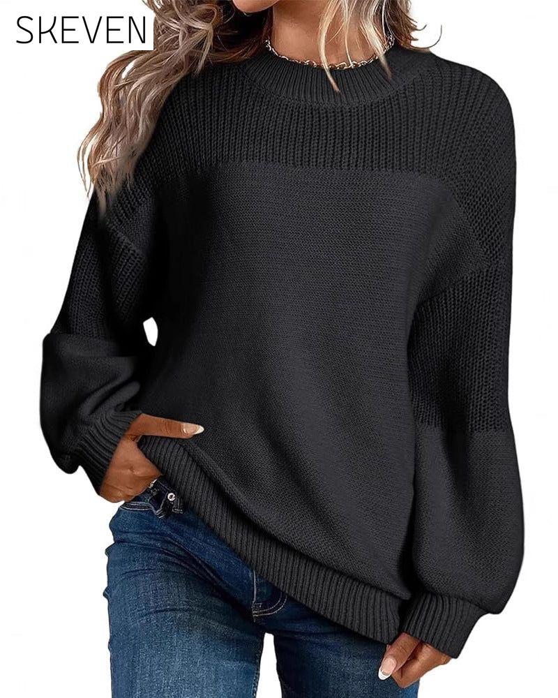 Solid Color Lantern Sleeve Jumper