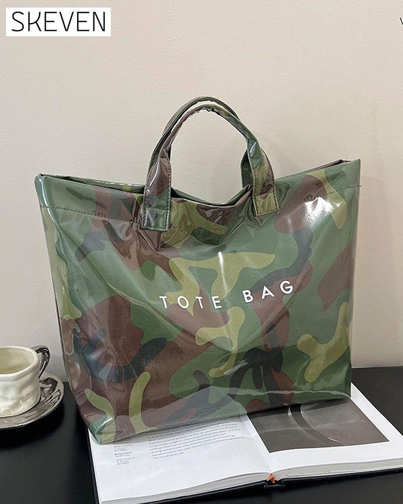Sac fourre-tout pour femme à motif camouflage et feuilles