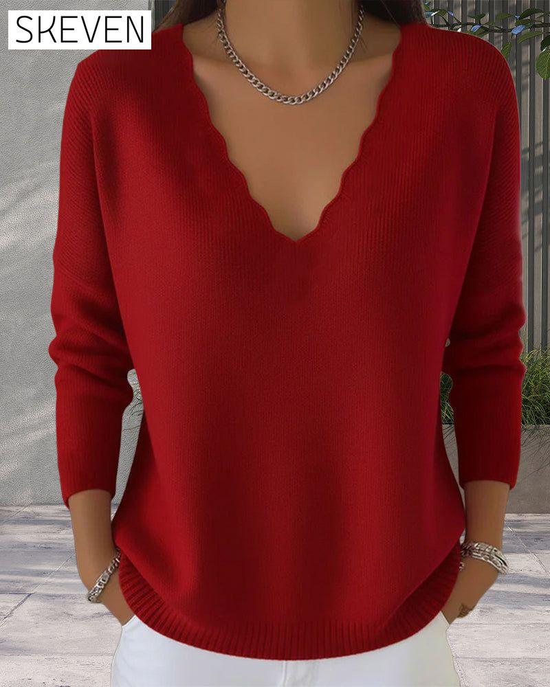 Weicher Strickpullover mit V-Ausschnitt