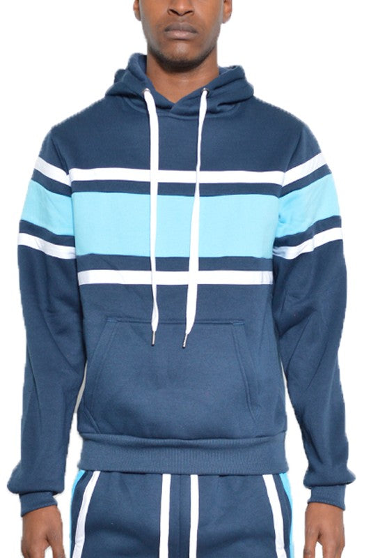 VacationGrabs Black and Red Striped Hoodie with Drawstring