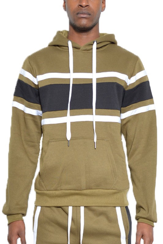 VacationGrabs Black and Red Striped Hoodie with Drawstring