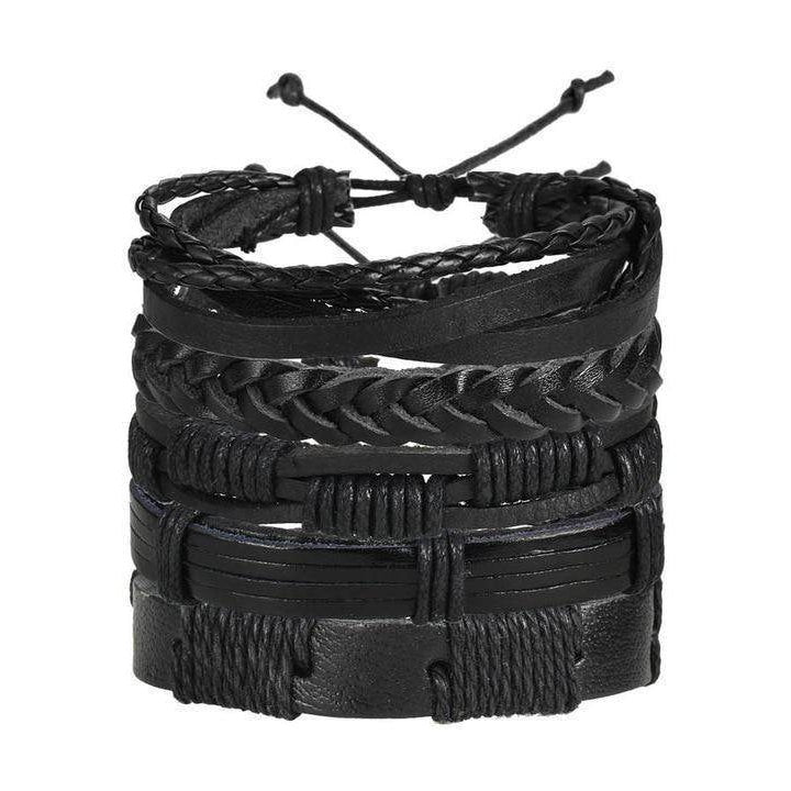 VacationGrabs Black Braided Wristbands for Men