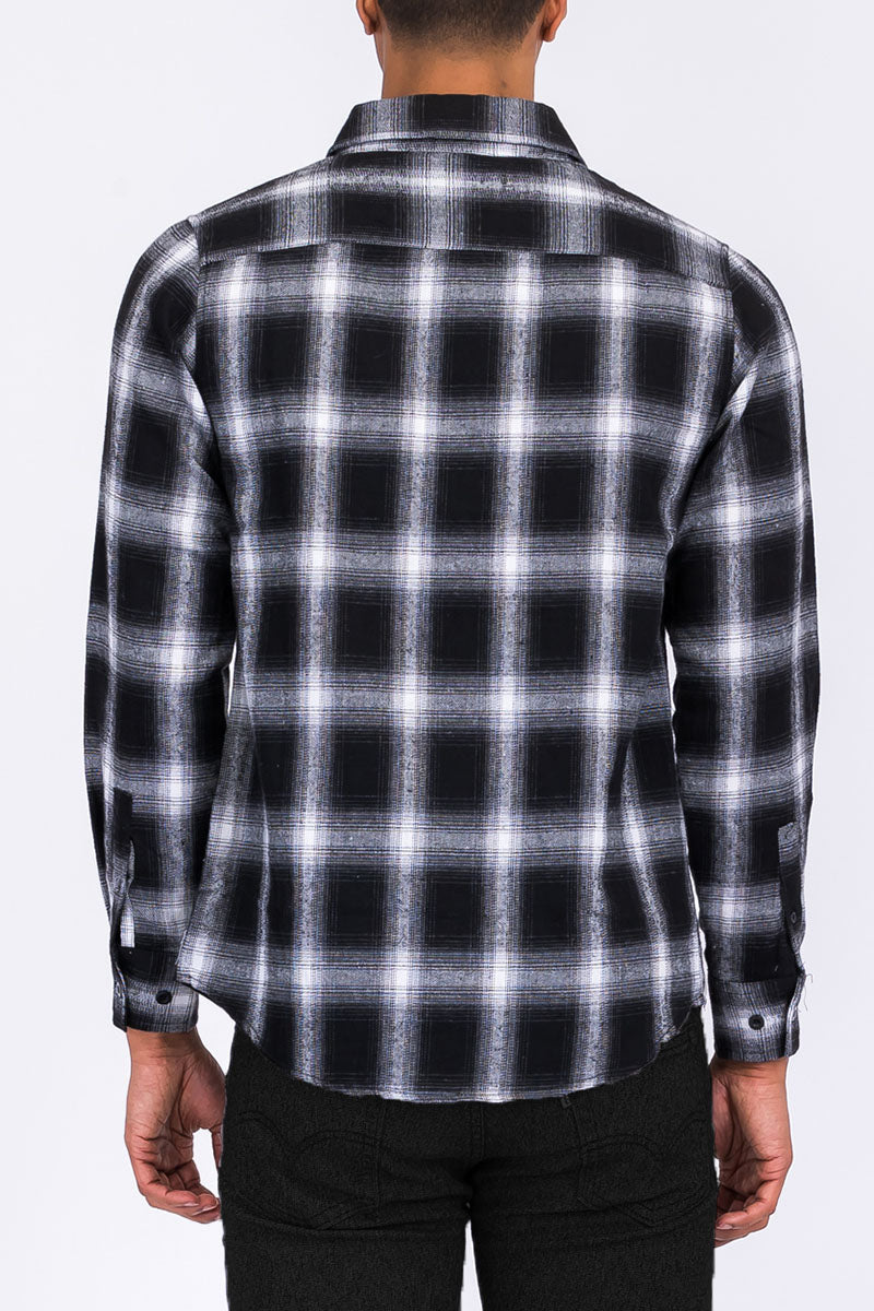 Men's Brushed Flannel Shirt | Chest Pockets & Button Cuffs