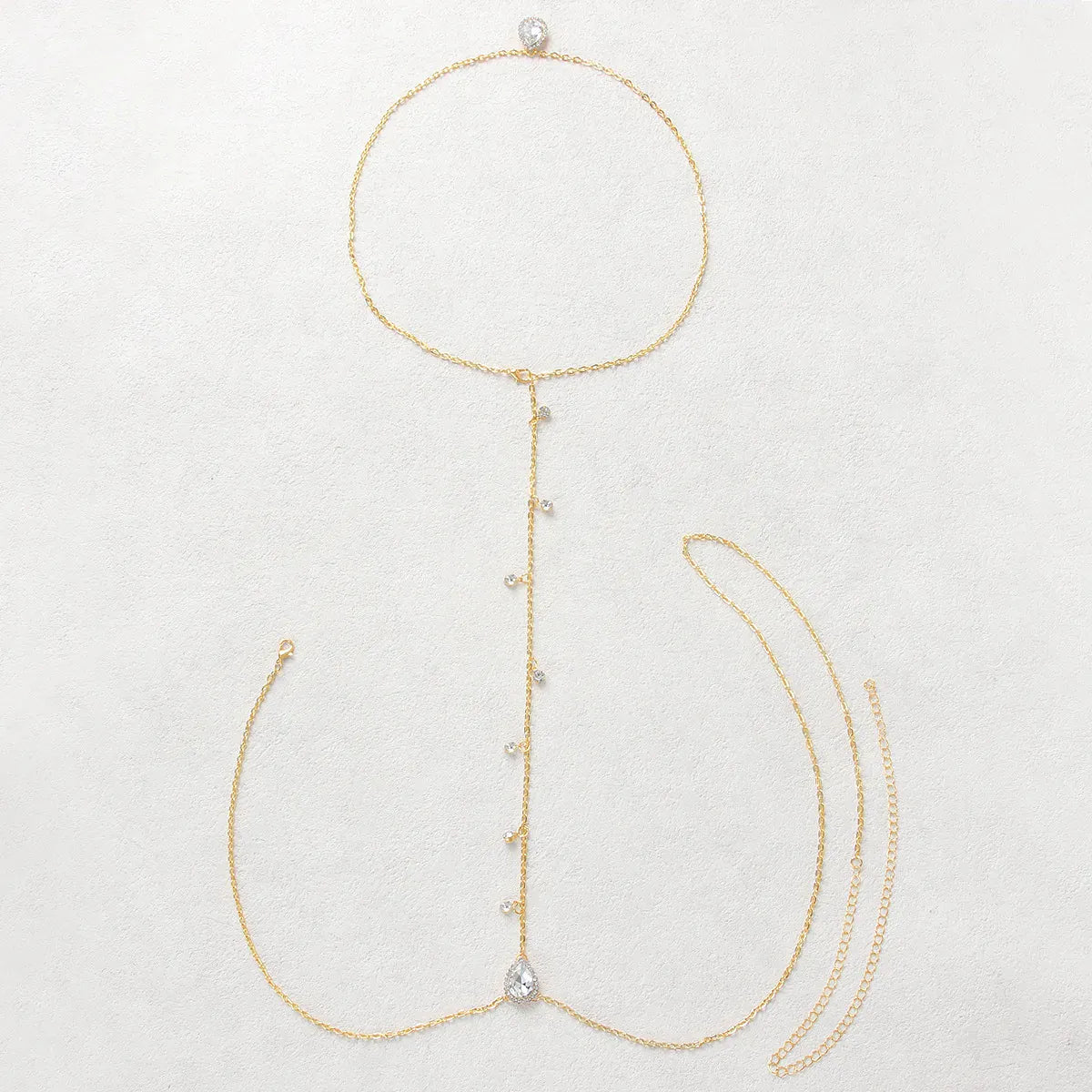 Gold Rhinestone Tassel Body Chain