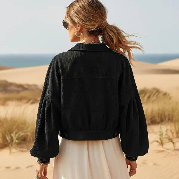 Boho Cropped Corduroy Jacket