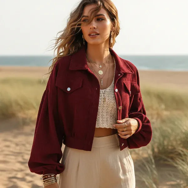 Boho Cropped Corduroy Jacket