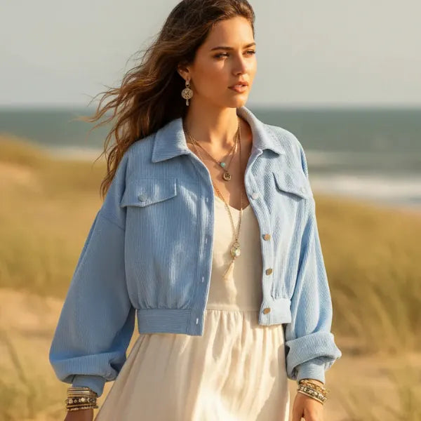 Boho Cropped Corduroy Jacket