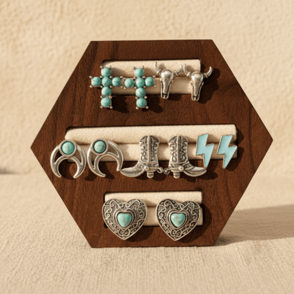 Western Turquoise Stud Earring Set