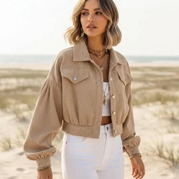 Boho Cropped Corduroy Jacket