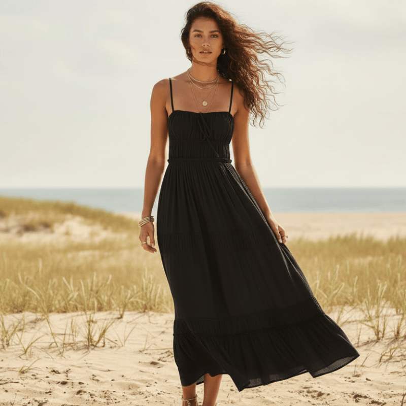 Boho Backless Tie-Back Maxi Dress
