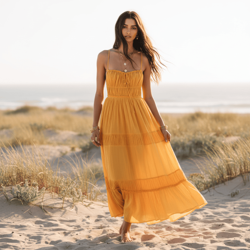 Boho Backless Tie-Back Maxi Dress