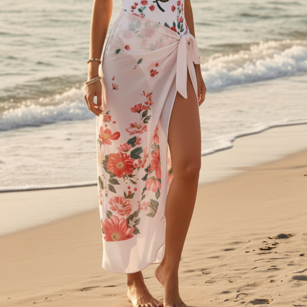 Boho Floral Swimsuit Cover-Up Skirt