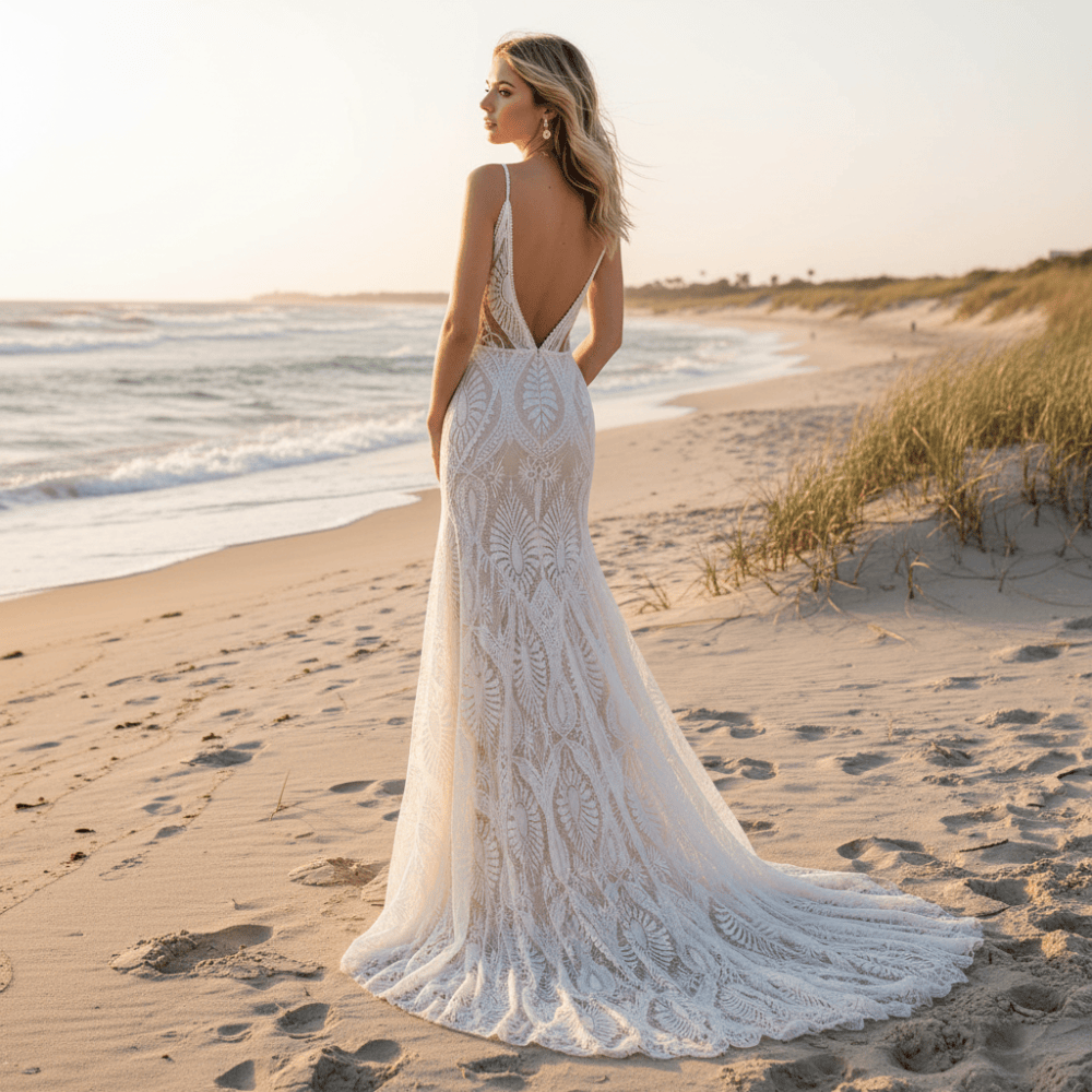 Boho Sweetheart Lace A-Line Wedding Dress