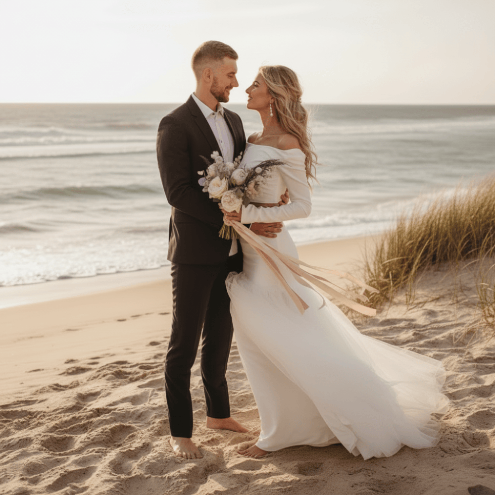 Boho Two Piece Ivory Wedding Dress