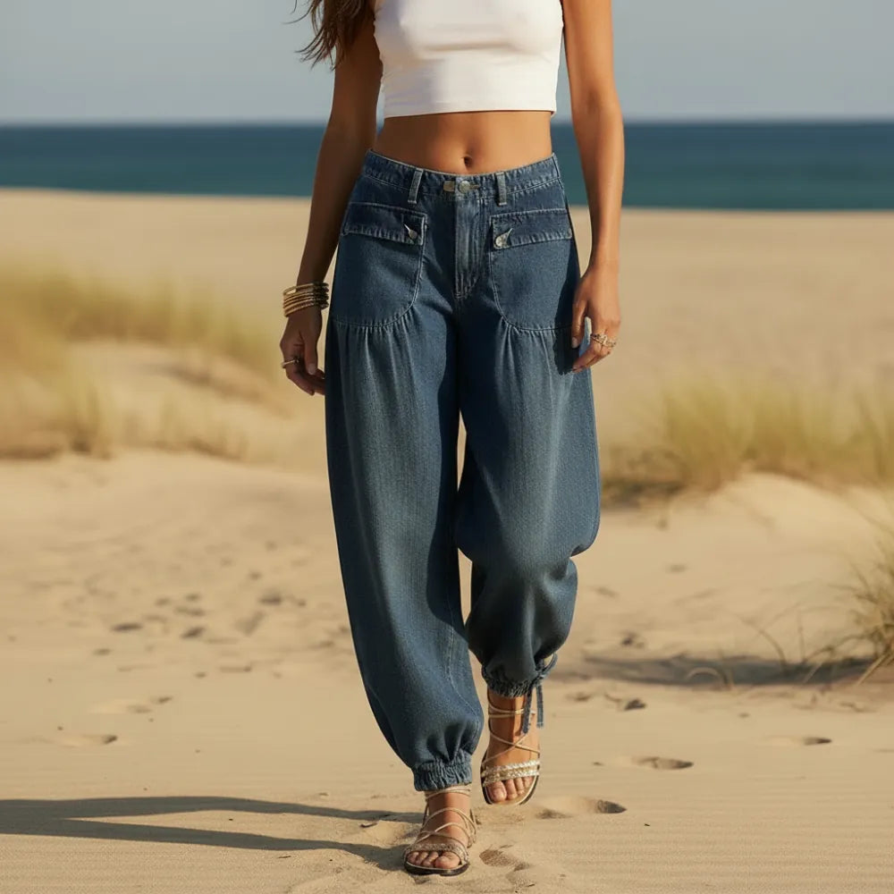 Boho Wide Leg Denim Hippie Pants