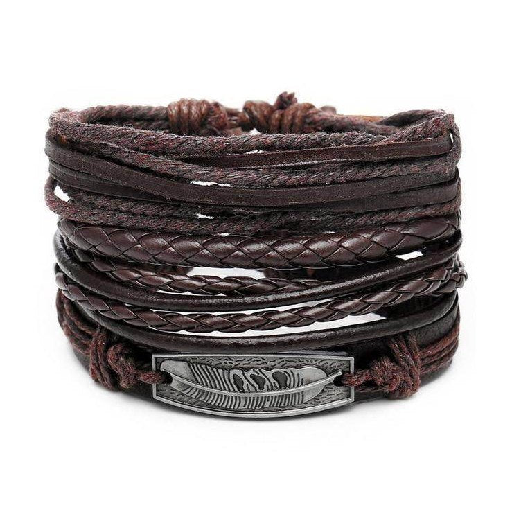 VacationGrabs Braided Leather Wristband for Men