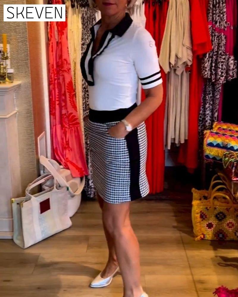 Houndstooth patchwork dress