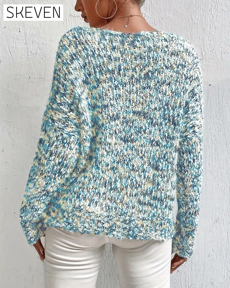 Modischer, lässiger V-Ausschnitt-Pullover